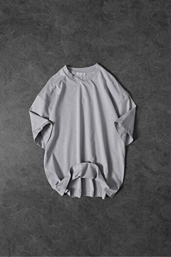 Slatra Men's Gray Basic Oversize T-shirt