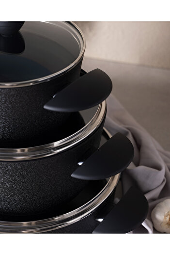 Madame Coco Titanium 7 Parça Tencere Seti Noir - Siyah