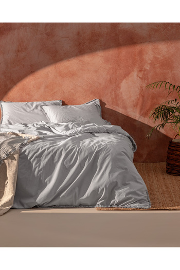 Madame Coco Gray Sona Single Tufted Duvet Cover Set