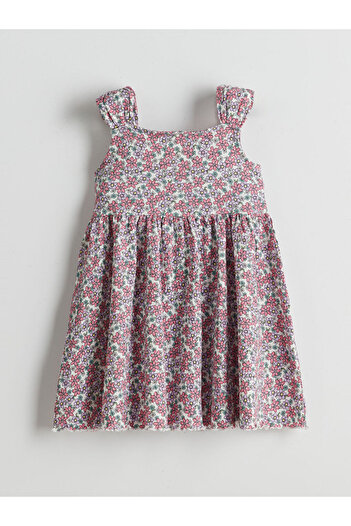 LC Waikiki Floral Patterned Pleated Girl's Dress