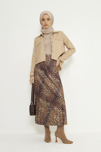 RTBUTİK Leopard Pattern Pleated Hijab Skirt, Hijab Skirt, Stylish Skirt, Special Occasion Skirt
