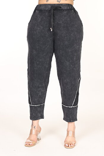 özle fashion Plus Size Bottom Top Set with Pockets and Print Detail