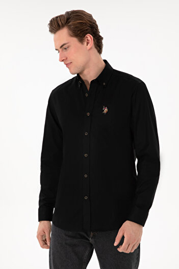 U.S. Polo Assn. Чоловіча чорна сорочка з довгими рукавами Basic 50297981-VR046
