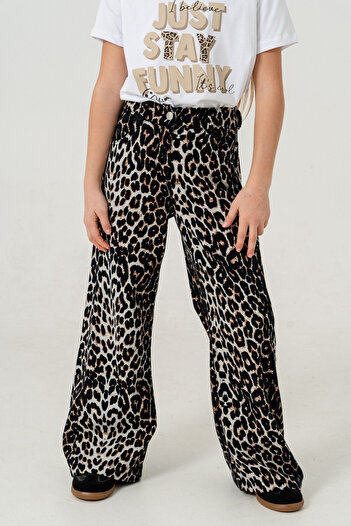 GİYİCEM TEKSTİL Leopard Motifle 2561 Model Child's Trousers