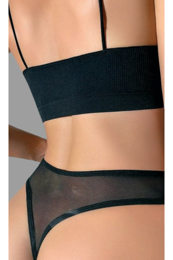 Cooqpoo Μαύρο S/M - L/XL Μέγεθος Full Lace Διαφορετικό Πέτρινο Στριγκ Γυναικείο Σλιπ