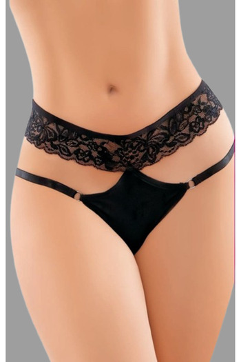 Cooqpoo Μαύρο S/M - L/XL Μέγεθος Δαντέλα στη μέση Χοντρό στρινγκ γυναικείο εσώρουχο