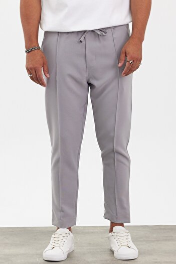 MADZEYMODA New Season Men's Boyfriend Mold Grass Detailed Gray Jogger Trousers Mz22032