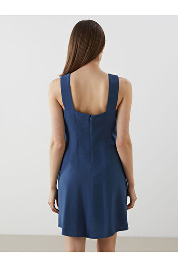 LC Waikiki LCW Comfort İndigo Kare Yaka Kadın Elbise