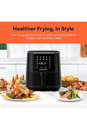 Nutricook Air Fryer 2 + BBQ Skewer, 5.5L, 1700W, Digital Control Panel Display, 10 Preset Programs, Black