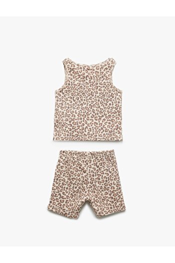 Koton Set aus Baumwollunterhemd und Shorts mit Leopardenmuster