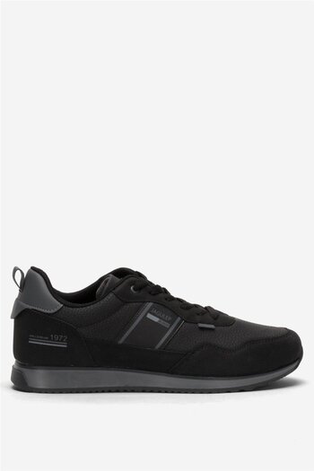 Liger Casual Sneakers - Men's, Leather Laced, Black - Smoke