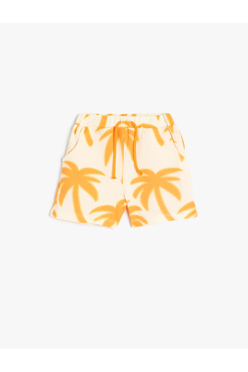 Koton Palm Printed Tie Waist Cotton Shorts