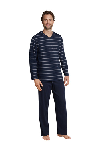 Schiesser Pyjama Dark Sapphire Schlafanzug Pyjama Schlafmode Bequem