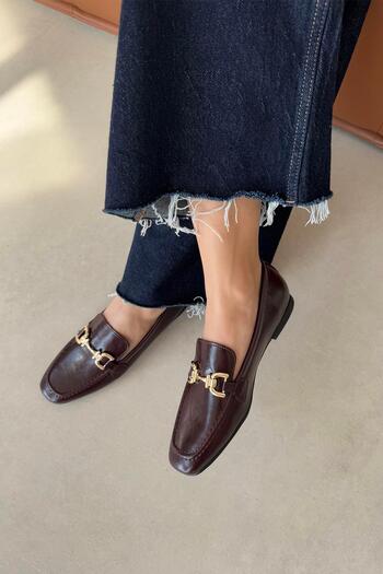 STRASWANS Lena Women's Tactics - Wrinkled Leather Ballerinas and Claret Red