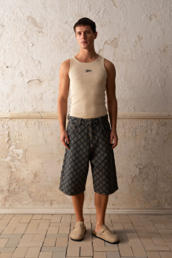 GIESTO Effect Jean Dark Blue Shorts
