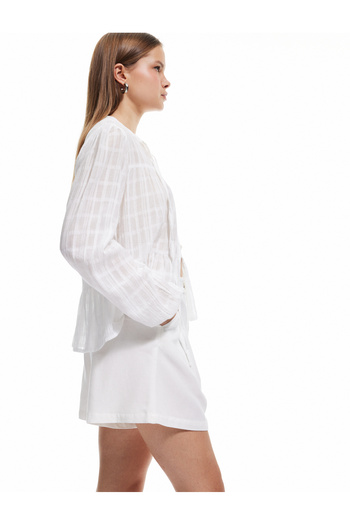 Koton Viscose Blended Buttoned Pleated Mini Shorts