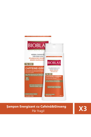 Bioblas Bioblas Caffeine and Ginseng Anti-Hair Loss Energizing Shampoo, 360 ml X 3 pieces