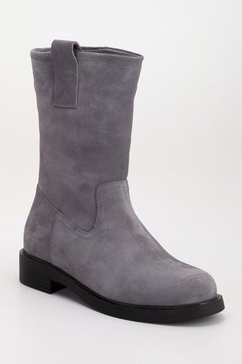 ANALİN SHOES Γκρι Suede Γνήσιο Δερμάτινο Γυναικείο Μποτάκι