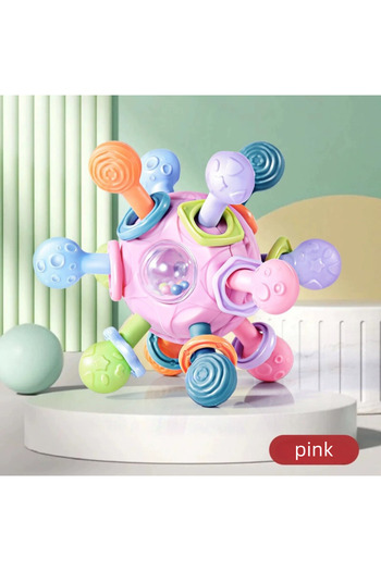 Choice pink Baby Manhattan Grasping Ball - 3-in-1 Teether, Rattle, and Soft Rubber Grasping Toy for Early E