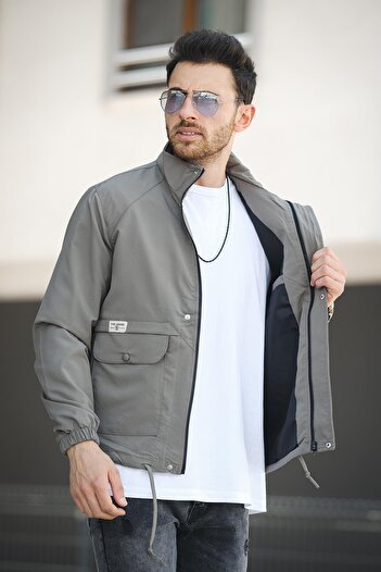 Oksit Ανδρικό εποχιακό παλτό Juan Slim Fit - Αδιάβροχο, με λεπτομέρεια από δαντέλα και κουκούλα