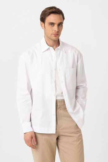 Antioch White Cotton Relaxed Men's Shirt