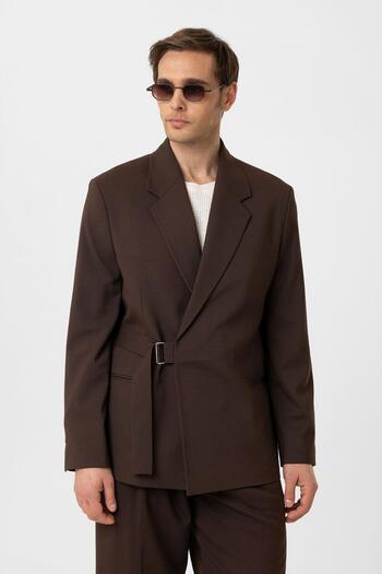 Antioch Brown Belted Relax Fit Men's Blazer Jacket