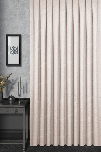 MARİTSA Background Curtain - Jacquard Series Flora Pattern Beige Dense Pleat (1X3) Single Wing Curtain