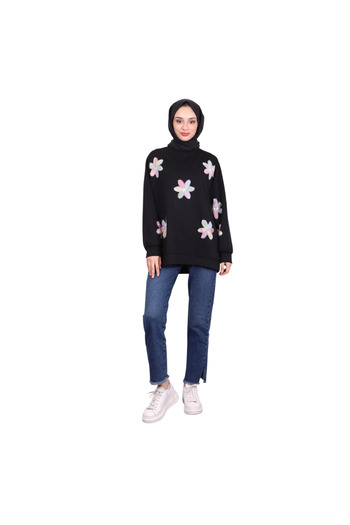 Lonca Tekstil Women's Tulle Floral Patterned Tunic / Sweat