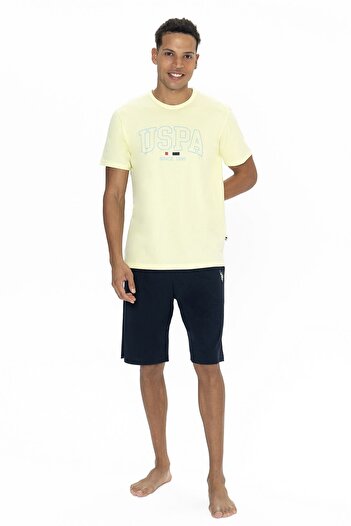 U.S. Polo Assn. U.S. Polo Assn. 18873 Men's Short Sleeve Bicycle Collar Shorts Pajama Set-Yellow