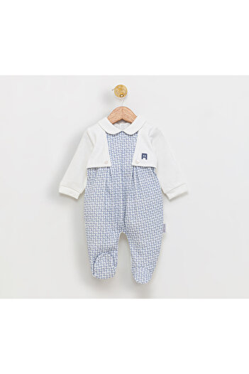 Butik Collared Back Snap Fastener Combed Jumpsuit