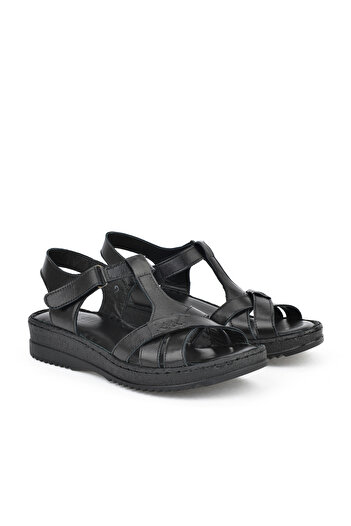 Ziya Women's Black Genuine Leather Sandals 1511051 Z011