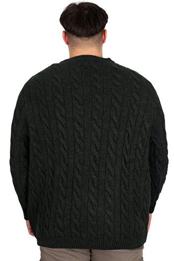 ModeXL Mode XL Büyük Beden Erkek Kazak Bisiklet Yaka BRAIDED 24211 Haki