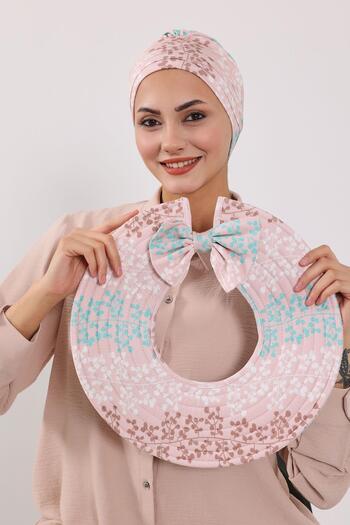 Aisha's Design Μοτίβο καπέλο μπόνε τουρμπάνι με αφαιρούμενη πλάτη με φιόγκο, S-4YD