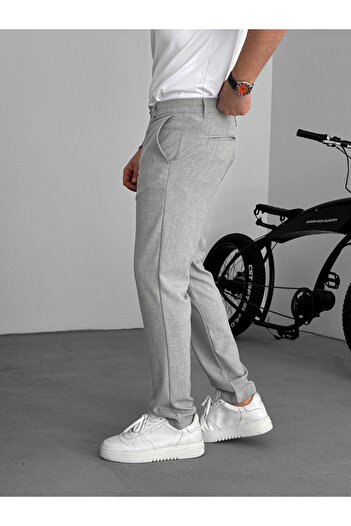 BYBASICMAN Gri Slim Fit Kumaş Pantolon KE-