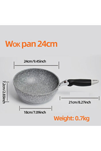 Choice 24cm Wok Pan Durable Stone Frying Pan28/26/24/20cm Wok Non-stick Pan Skillet Cauldron Induction Cook