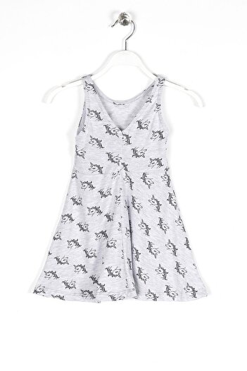 zepkids Round Neck Zero Sleeve Unicorn Metraj - Grimelange Color Girl's Dress