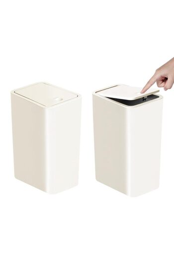 Choice 10L 2 Pack White Bathroom Trash Can-10L Small Garbage Can with Press Top Lid for Toilet,Bedroom,Livi