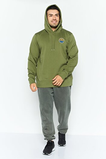 Esprit Men Long Sleeve Brand Logo Hoodies, Green