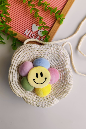 Nisankids Girl's Holiday Daisy Smiley Straw Bag (Adjustable Strap)