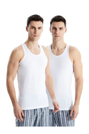 LC Waikiki Lcw U Collar Combed Cotton Men's Undershirt 2-Piece