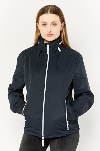 Armani Exchange Women Brand Logo Parka Jacket, Navy