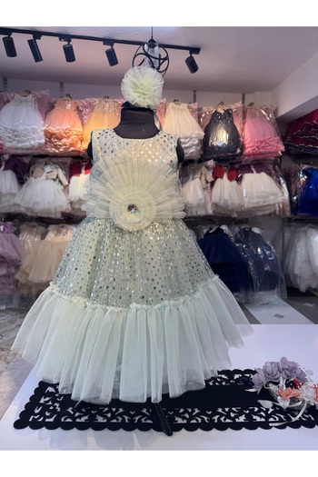 Prenses Peri Kids Kız çocuk abiye party toka aksesuar detaylı elbise modeli