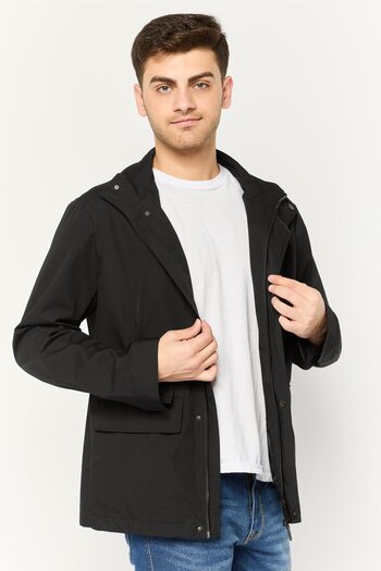 Emporio Armani Men Plain Windbreaker Jacket, Black