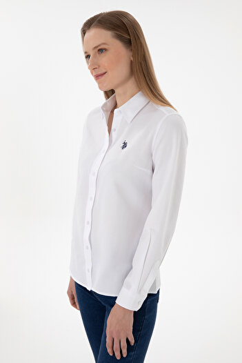 U.S. Polo Assn. Kadın Beyaz Uzun Kollu Basic Gömlek 50307726-VR013