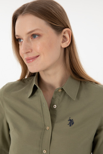 U.S. Polo Assn. Γυναικείο Ανοιχτό Χακί Μακρυμάνικο Βασικό Πουκάμισο 50297002 -VR183