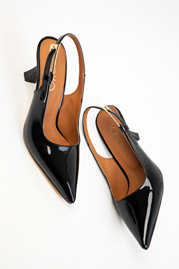 SOHO Black Patent Leather Women's Classic Heeled Shoes 20364