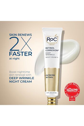 Roc RoC Retinol Correxion Deep Wrinkle Anti-Aging Night Cream, Daily Face Moisturizer with Shea Butter,