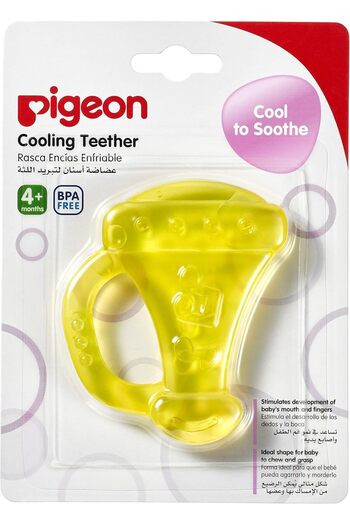 Pigeon Pigeon Cooling Teether, With Sterilized Water, Wide Handle, Bpa Free, Trumpet, Yellow