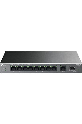 TP-LINK مفتاح سطح مكتب Gigabit مزود بـ 10 منافذ مع 8 منافذ PoE+، ومنفذ SFP Gigabit واحد