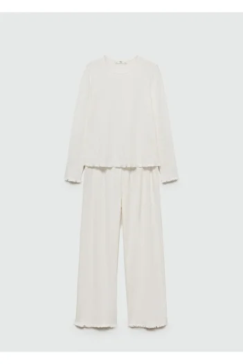 MANGO Woman Pantaloni albi de pijama de damă 77050575